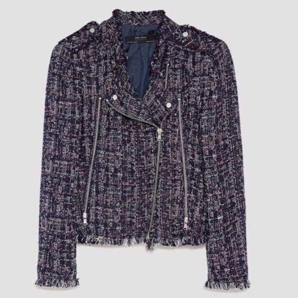 Zara Jackets & Blazers - Zara Tweed Fantasy Boucle Biker Jacket Medium